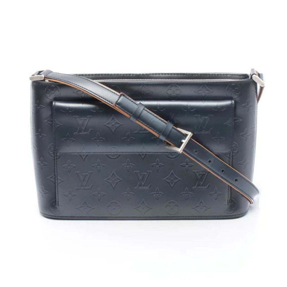 Louis Vuitton Alston Shoulder Bag Leather Monogram Matte Navy Blue
